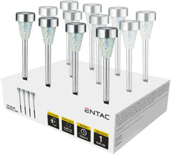 Entac Ηλιακό Φωτιστικό Κήπου 40cm από Ανοξείδωτο Ατσάλι με Γυάλινο Μωσαϊκό 1 LED (12 τμχ)