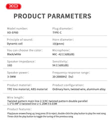 XO EP80 Mεταλλικά Ακουστικά In ear Type-C Ψηφιακά