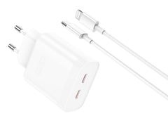 XO L105 (EU) 35W Διπλός Φορτιστής Ταχείας Φόρτισης Type-C με Καλώδιο Lightning