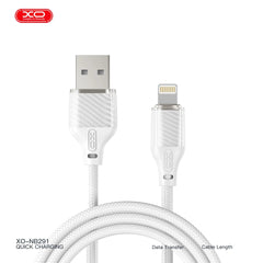 XO NB291 Καλώδιο Φόρτισης & Μεταφοράς Δεδομένων Lightning Braided 6A Λευκό