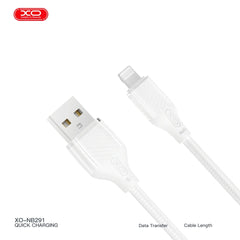 XO NB291 Καλώδιο Φόρτισης & Μεταφοράς Δεδομένων Lightning Braided 6A Λευκό