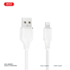 XO NB291 Καλώδιο Φόρτισης & Μεταφοράς Δεδομένων Lightning Braided 6A Λευκό