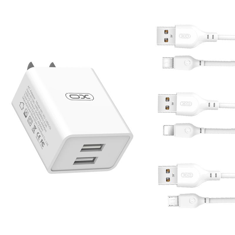 XO L65EU 2.4A Φορτιστής με Διπλή Θύρα USB για Micro