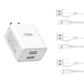 XO L65EU 2.4A Φορτιστής με Διπλή Θύρα USB για Micro