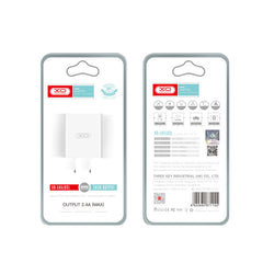XO L65EU 2.4A Φορτιστής με Διπλή Θύρα USB Λευκός