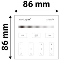 Avide Χωνευτό Πάνελ Αφής RF Χειρισμού LED Ταινίας 12V με Ντίμερ 4 Ζωνών /2xAAA