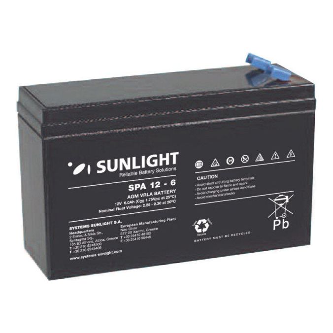 Sunlight Μπαταρία Μολύβδου 12V 6A Μακρόστενη