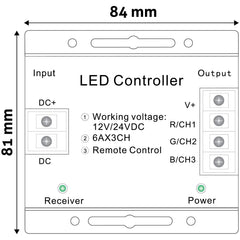 Avide Τηλεχειριστήριο Αφής RF και Ελεγκτής για LED Ταινία 12V 216W RGB με 6 Πλήκτρα