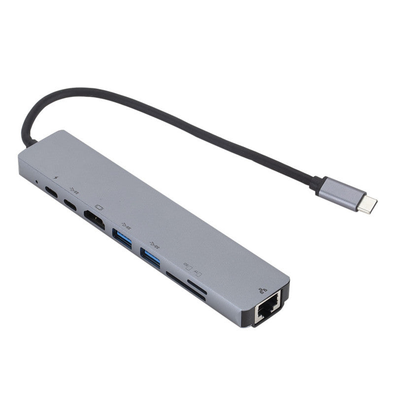 Αντάπτορας 8 σε 1 USB C hubRJ45 HDMI USBx2 SD TF PDx2
