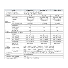 KG-PM12 Κονσόλα Ήχου 12 Καναλιών