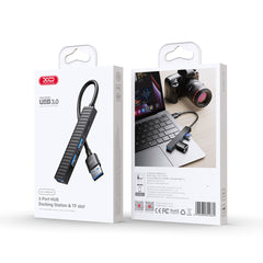 XO HUB014A Πλαστικός Φορητός Πολυαντάπτορας 4 σε 1 (Micro σε USB 3.0 + 2x USB 2.0 + TF)