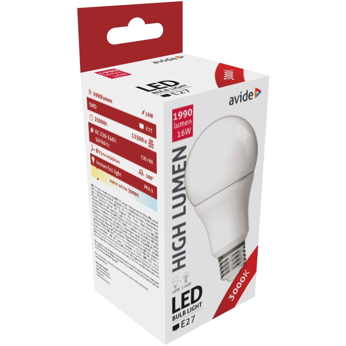 Avide Λάμπα LED Κοινή A70 16W E27 Θερμό 3000K High Lumen