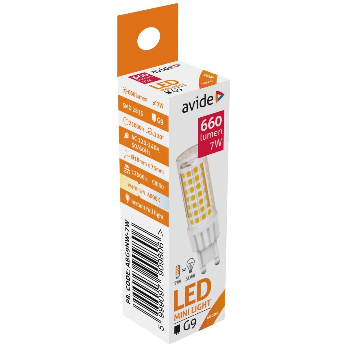 Avide Λάμπα LED G9 7W 220° Λευκό 4000K