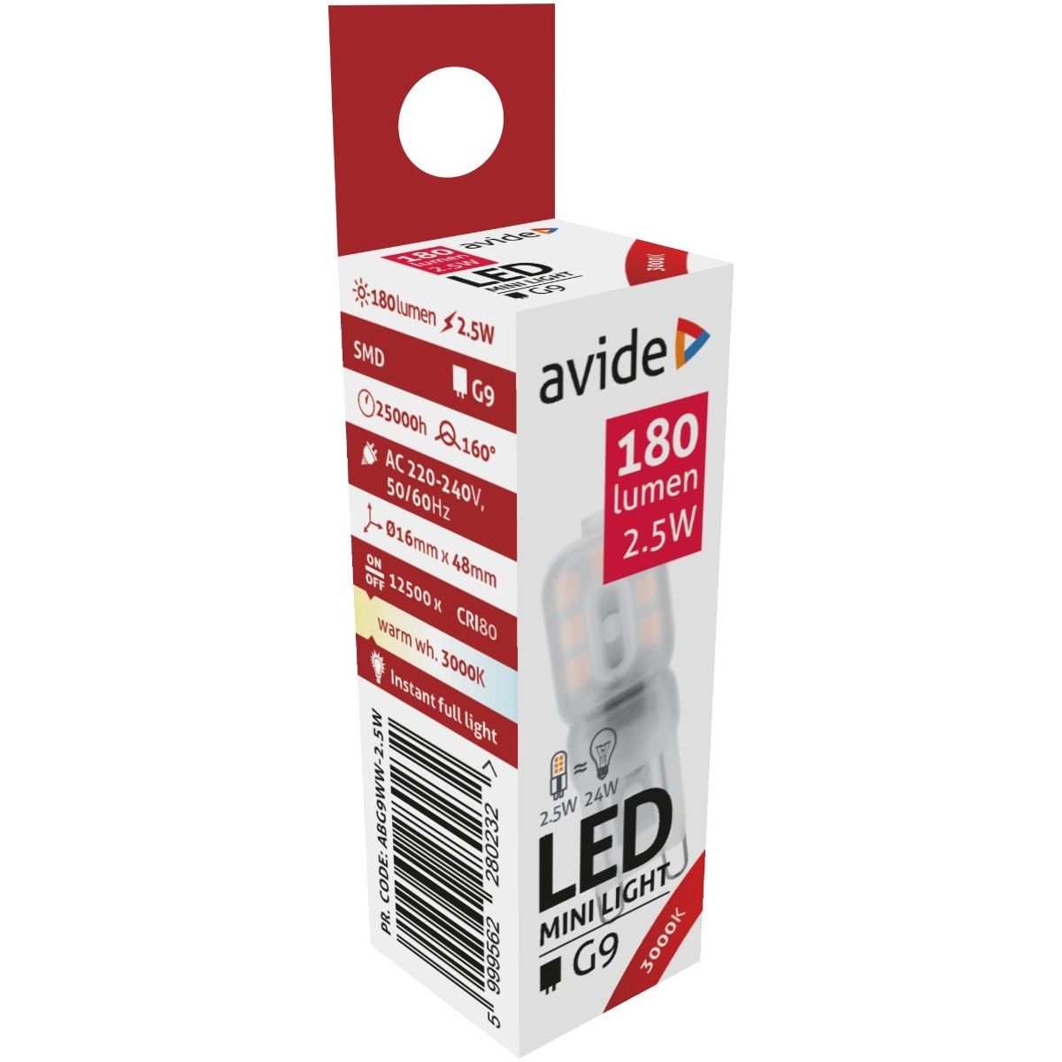 Avide Λάμπα LED G9 2.5W 160° Θερμό 3000K