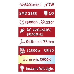 Avide Λάμπα LED G9 7W 220° Θερμό 3000K