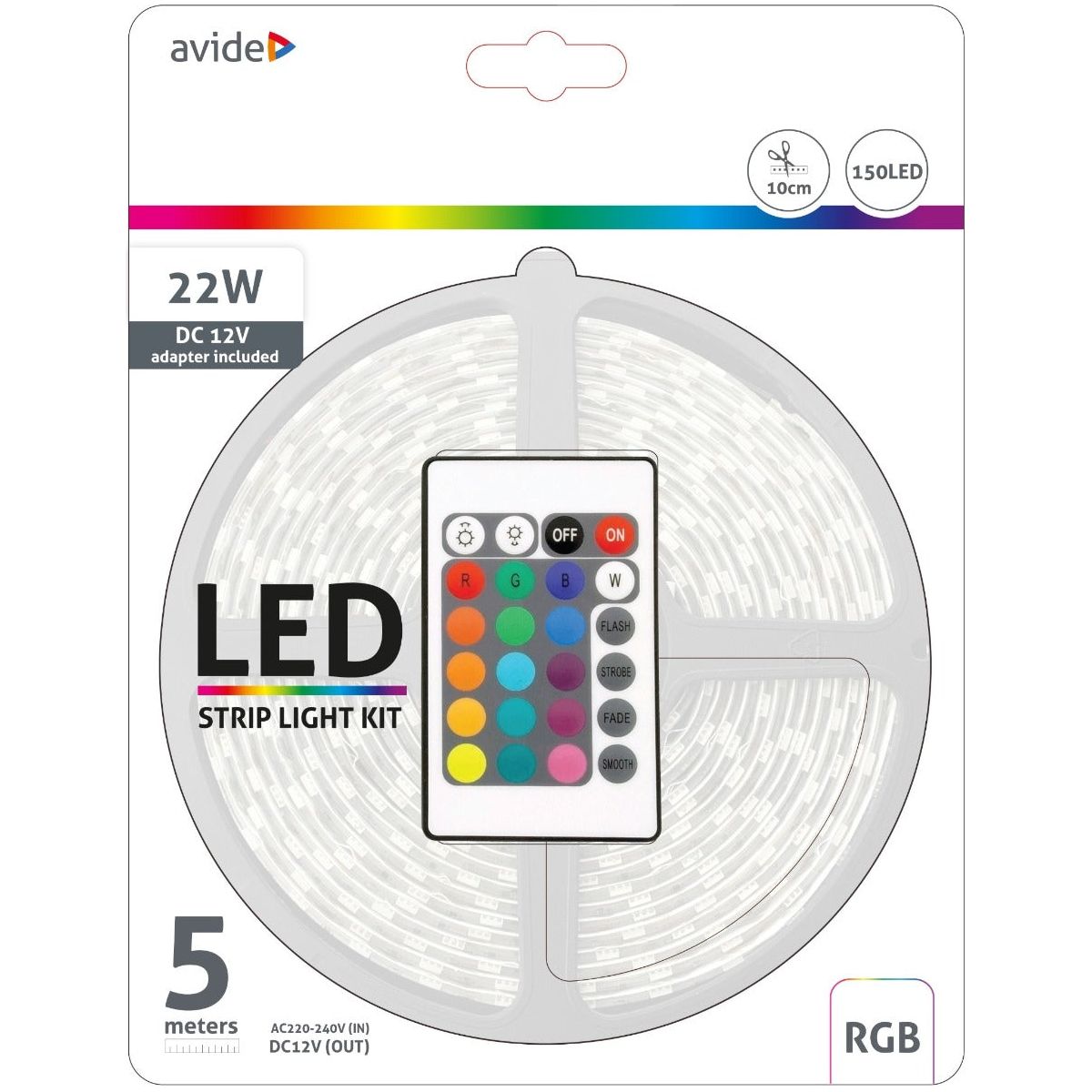 Avide LED Ταινία Blister 12V 7.2W RGB IP65 5m