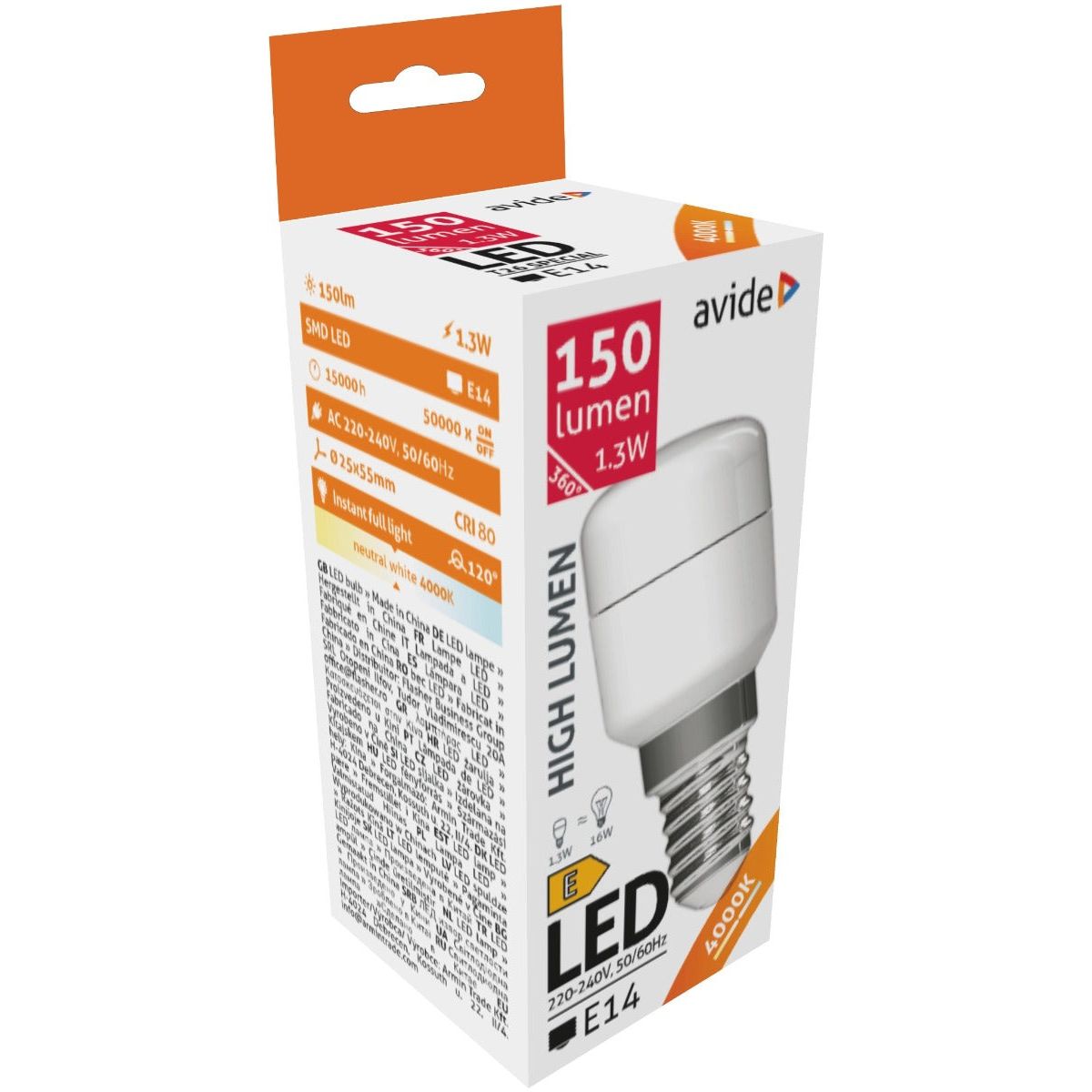 Avide Λάμπα LED T26 1.3W Λευκό 4000K