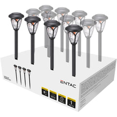 Entac Ηλιακό Φωτιστικό Κήπου 40cm Πλαστικό 1 LED (12τμχ)