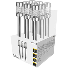 Entac Ηλιακό Φωτιστικό Κήπου 57cm Ανοξείδωτο Ατσάλι με Μωσαϊκό (9τμχ)