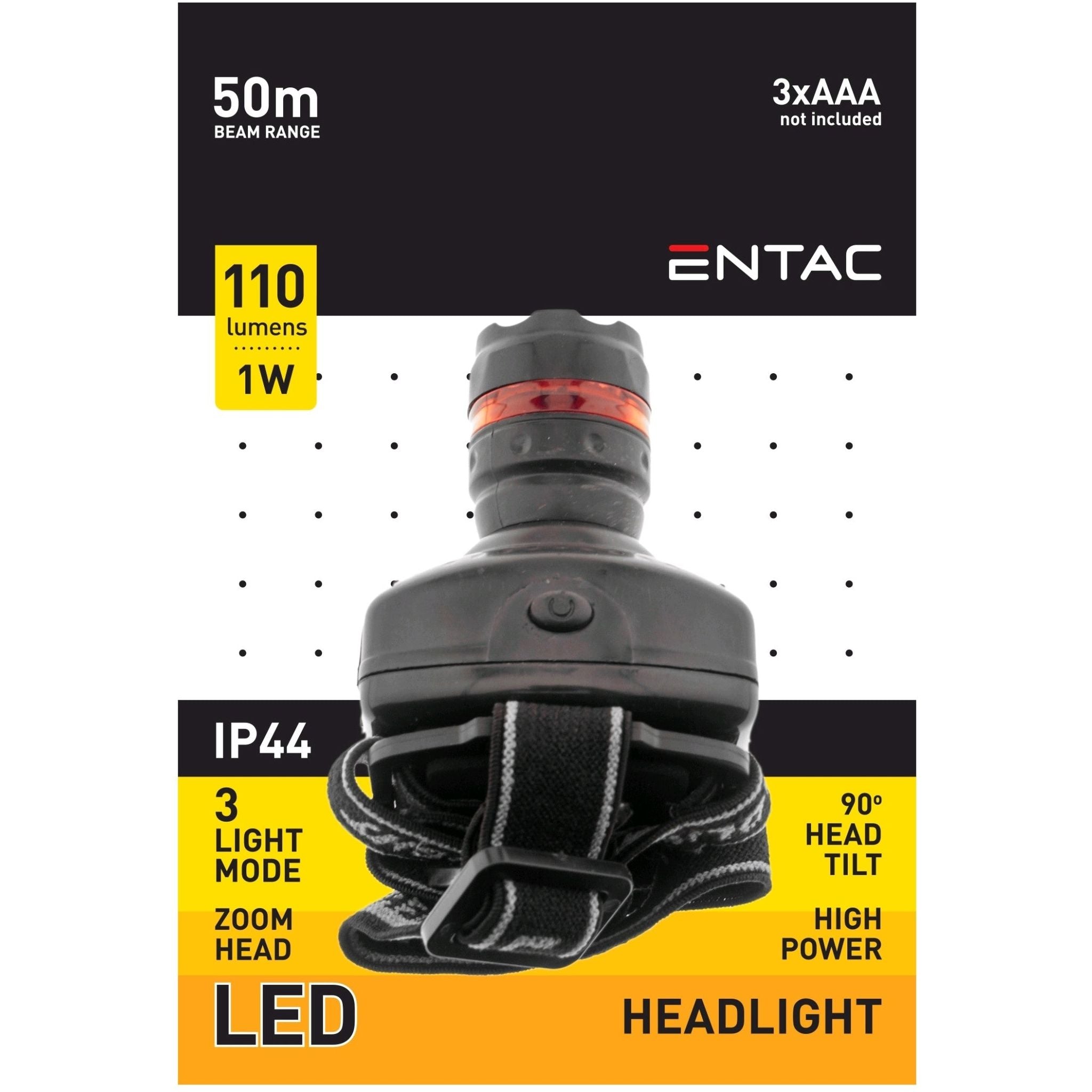 Entac Φακός Κεφαλής Zoom 1W Πλαστικός