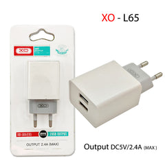 XO L65EU 2.4A Φορτιστής με Διπλή Θύρα USB Λευκός