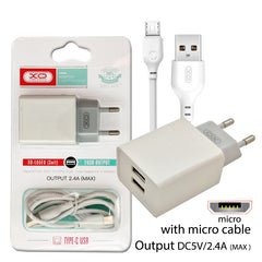 XO L65EU 2.4A Φορτιστής με Διπλή Θύρα USB για Micro