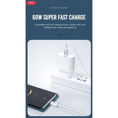 XO NB-Q190A 60W Καλώδιο Φόρτισης Type-C σε Type-C 1m