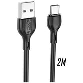 XO NB200 2.4A USB Καλώδιο Φόρτισης TypeC 2m Μαύρο