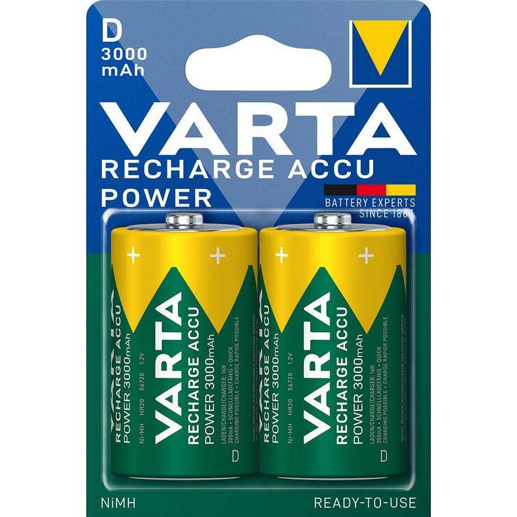 Varta Επαναφορτιζόμενες Μπαταρίες R2U D 3000mAh (2τμχ)