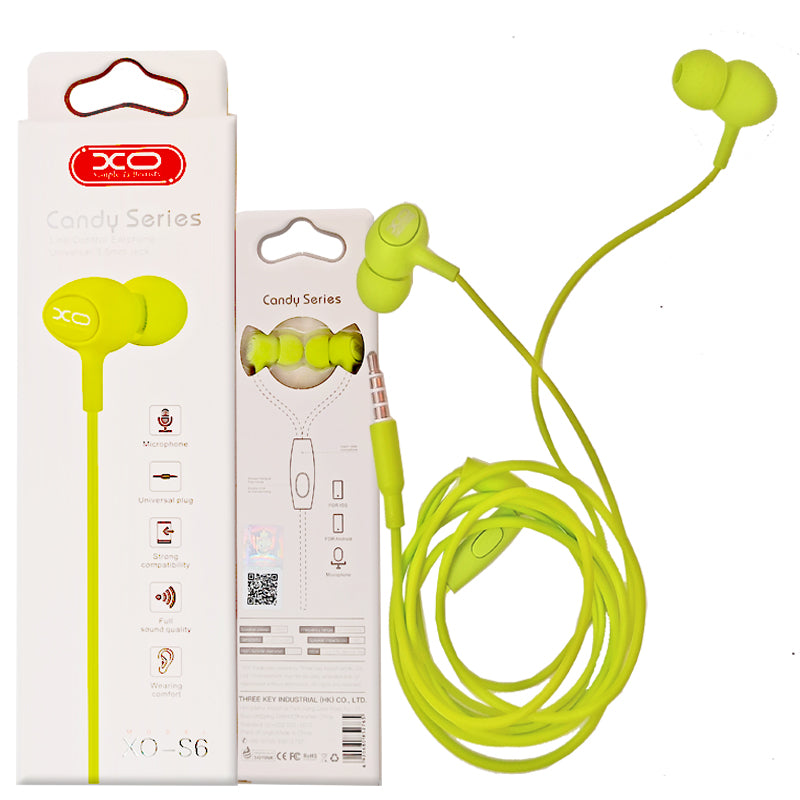 XO S6 Ακουστικά Handsfree Candy Πράσινα