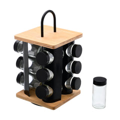 ESTIA ΒΑΣΗ ΜΠΑΧΑΡΙΚΩΝ BAMBOO ESSENTIALS ΜΕ 12 ΓΥΑΛΙΝΑ ΔΟΧΕΙΑ ΠΕΡΙΣΤΡΕΦΟΜΕΝΗ ΜΑΥΡΗ