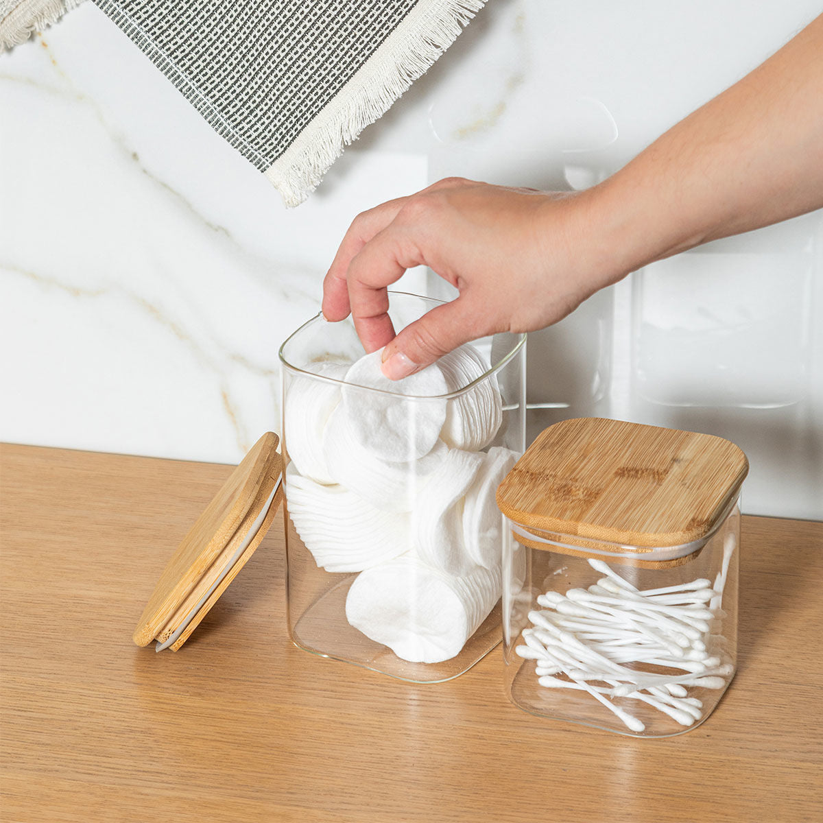 ESTIA ΔΟΧΕΙΟ ΑΠΟΘΗΚΕΥΣΗΣ BAMBOO ESSENTIALS 550ml ΓΥΑΛΙΝΟ ΜΕ ΚΑΠΆΚΙ