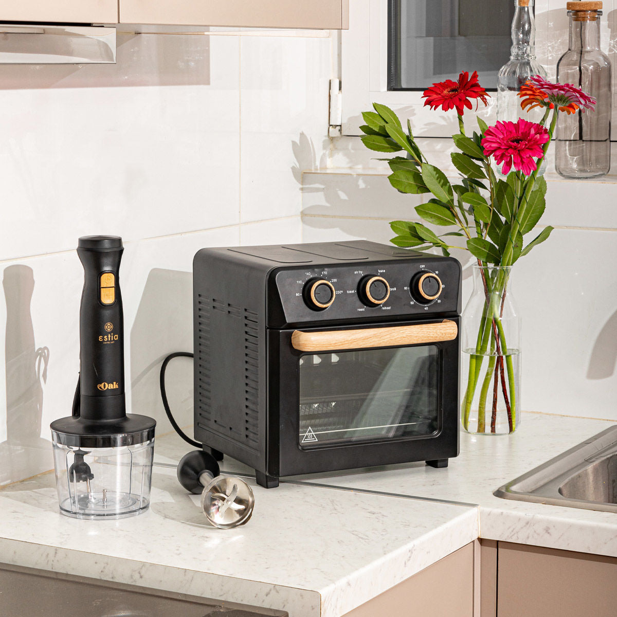 ESTIA ΦΡΙΤΕΖΑ ΑΕΡΟΣ OAK 1400w 12lt ΜΕ 4 ΛΕΙΤΟΥΡΓΕΙΕΣ ΨΗΣΙΜΑΤΟΣ ΜΑΥΡΟ