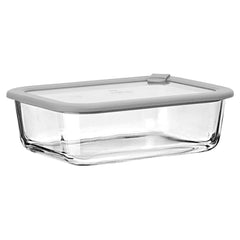 ESTIA ΦΑΓΗΤΟΔΟΧΕΙΟ COLORSEAL ΓΥΑΛΙΝΟ 1520ml 23.5x17.8x7.6cm ΜΕ ΚΑΠΑΚΙ ΣΙΛΙΚΟΝΗΣ ΓΚΡΙ