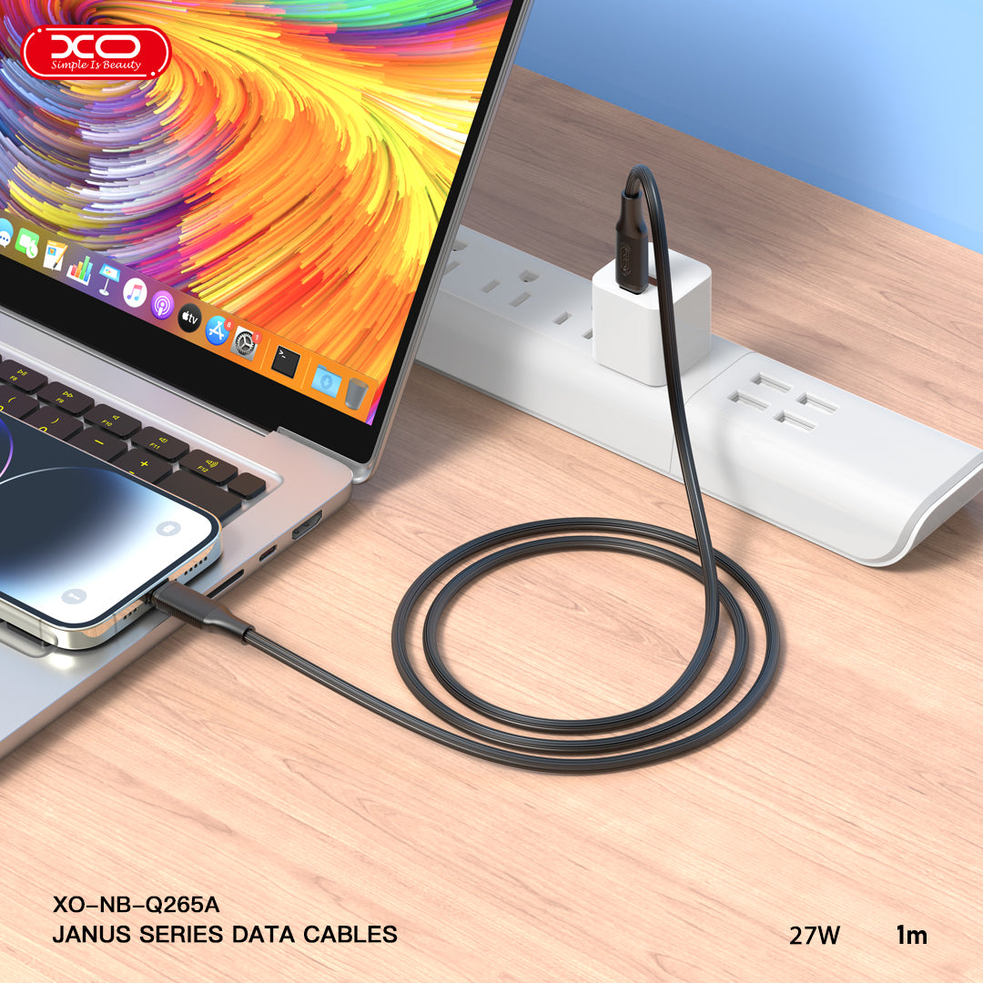 XO NB-Q265B PD 60W Καλώδιο Type-C σε Type-C Μινιμαλιστικό Μαύρο