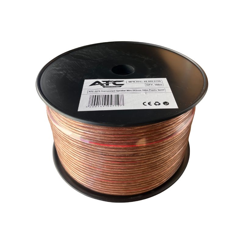 ATC-2275 Στροφείο Καλώδιο Ηχείου Διαφανές 2x2mm 100m