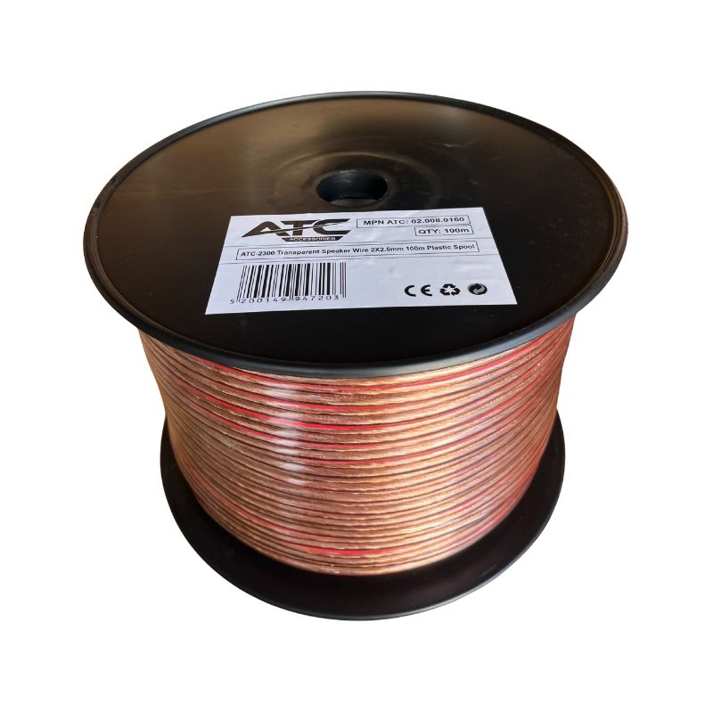 ATC-2300 Στροφείο Καλώδιο Ηχείου Διαφανές 2x2.5mm 100m