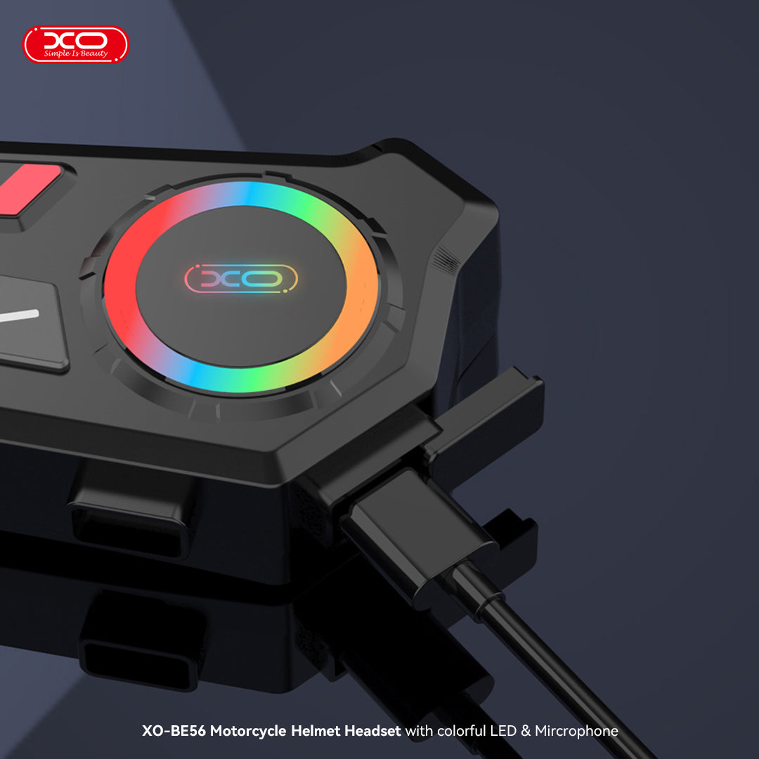 XO BE56 Ακουστικό Κράνους Μηχανής με Πολύχρωμο Φωτισμό LED