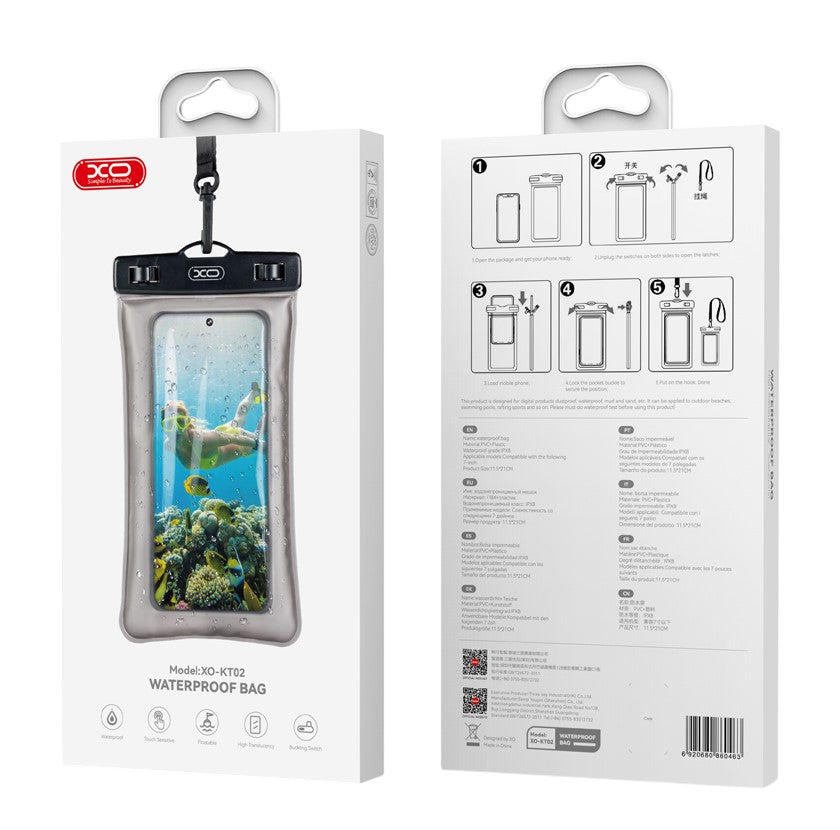 XO KT01 PVC Αδιάβροχη Θήκη Τηλεφώνου με Κρεμαστό Κλιπ