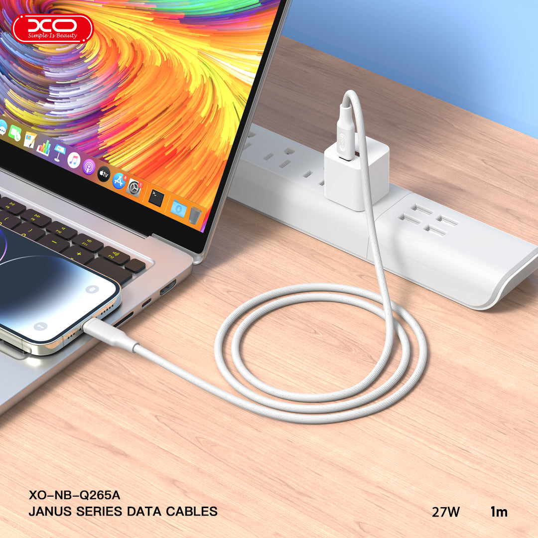 XO NB-Q265B PD 60W Καλώδιο Type-C σε Type-C Μινιμαλιστικό Λευκό
