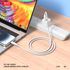 XO NB-Q265B PD 60W Καλώδιο Type-C σε Type-C Μινιμαλιστικό Λευκό