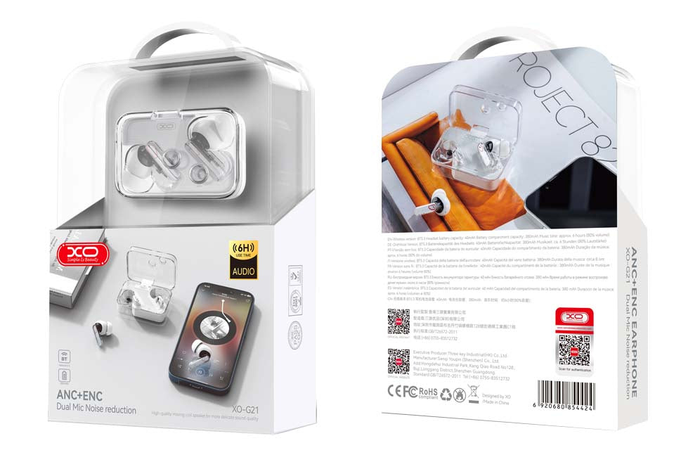 XO G21 Ασύρματα Ακουστικά Bluetooth Dual-Mic ANC+ENC TWS