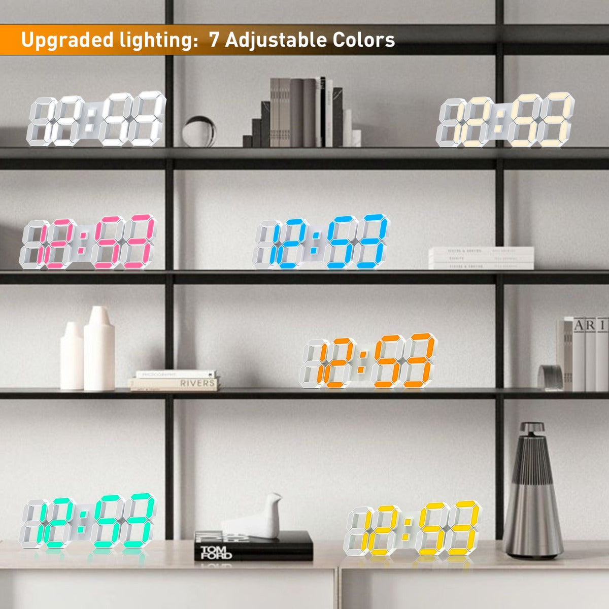 Digital Wall Clock EDUP EH-LED1319 3D LED 9.5 with Remote Control