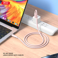 XO NB-Q265B PD 60W Καλώδιο Type-C σε Type-C Μινιμαλιστικό Ροζ