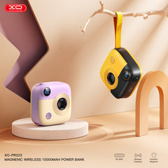 XO PR223 Κάμερα με Ψηφιακή Οθόνη και Power Bank Γρήγορης Φόρτισης 10000mAh (Μωβ & Λευκό)