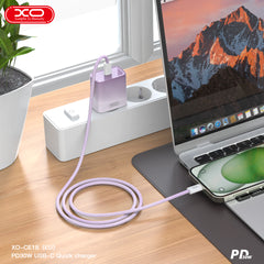 XO CE18 EU Φορτιστής Ταχείας Φόρτισης 30W USB-C με Καλώδιο Type-C (NB260) Μωβ