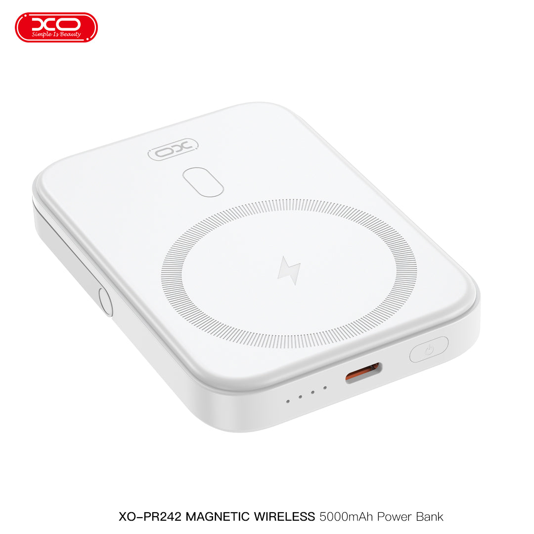 XO PR242 Powerbank 5000mAh με Μαγνητική Ταχεία Φόρτιση 15W & PD20W Λευκό