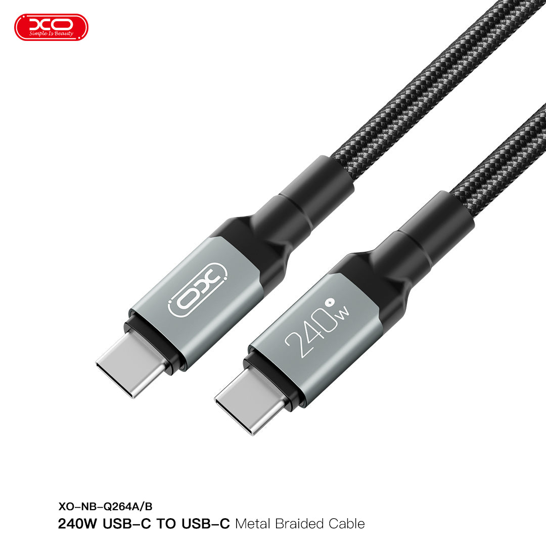 XO NB-Q264A Καλώδιο Μεταφοράς Δεδομένων Type-C σε Type-C 240W High Power 1m