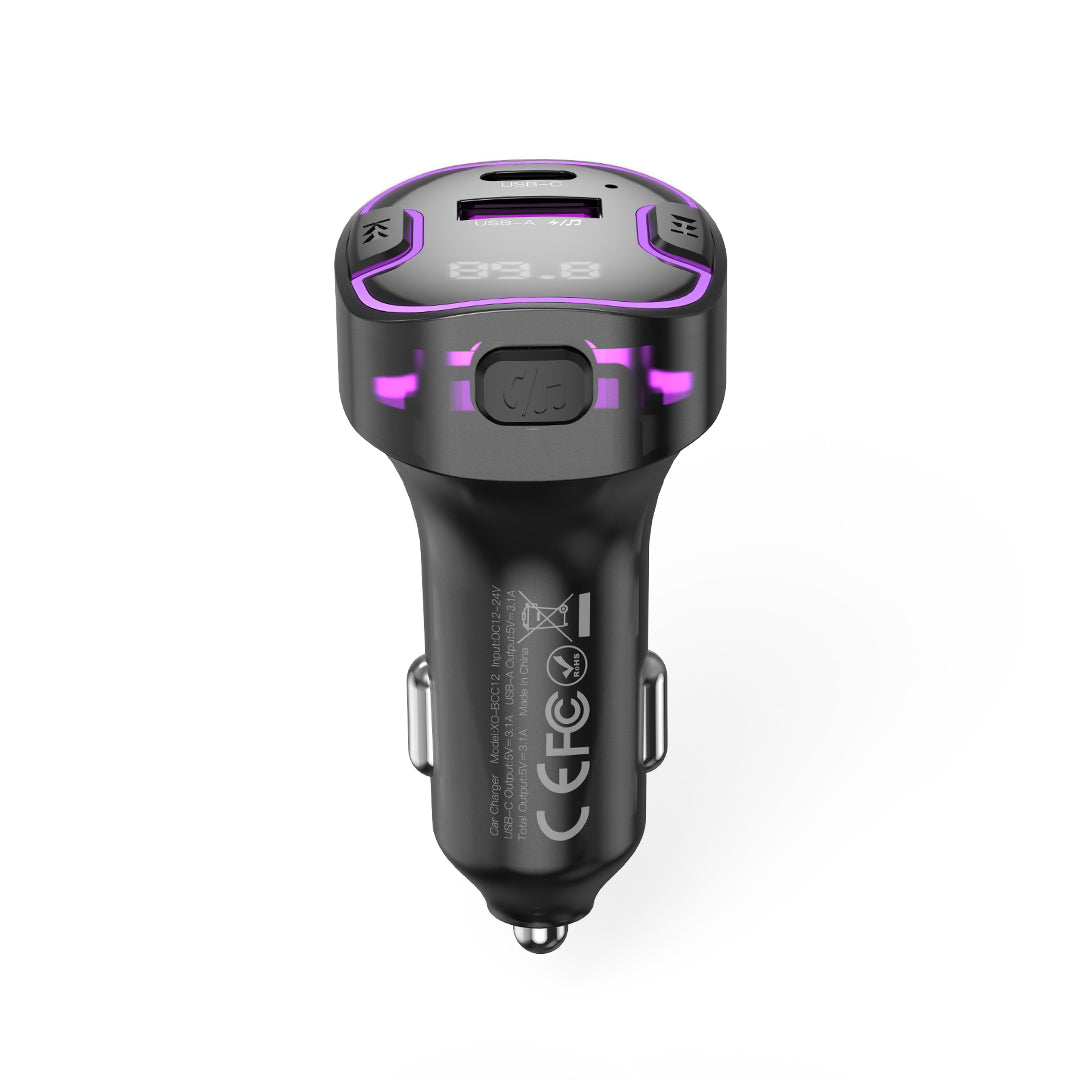 XO BCC12 Smart Φορτιστής Αυτοκινήτου Bluetooth MP3+5V3.1A με Φως
