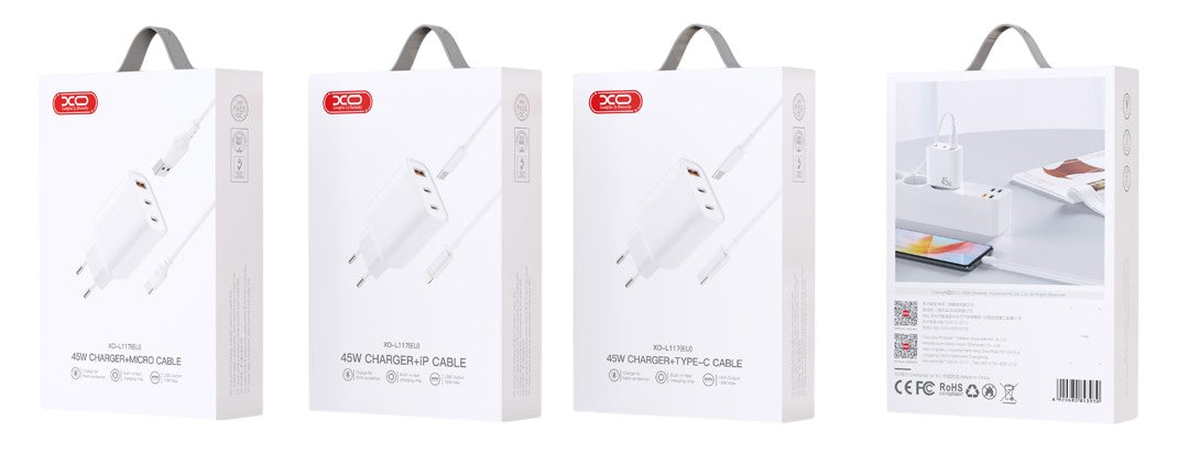 XO L117 (EU) PD45W/QC18W Φορτιστής Γρήγορης Φόρτισης με Micro